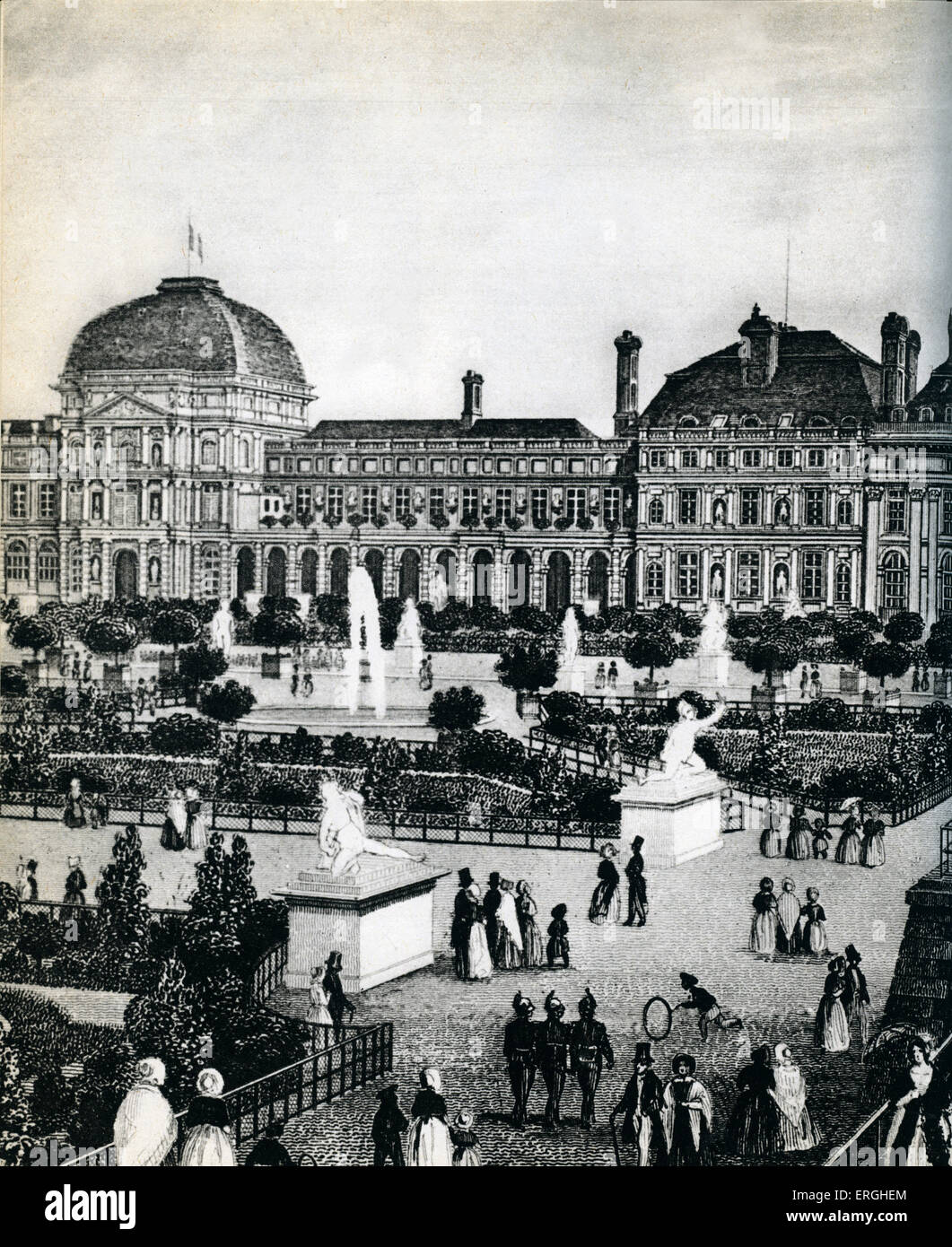 Jardin des Tuileries (Tuileries Garden), Paris, France. Mid- 19th century. Stock Photo