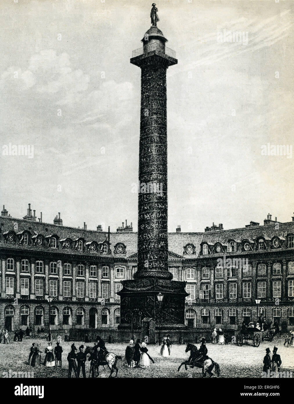 Place Vendôme in Paris France with it's iconic green column in the