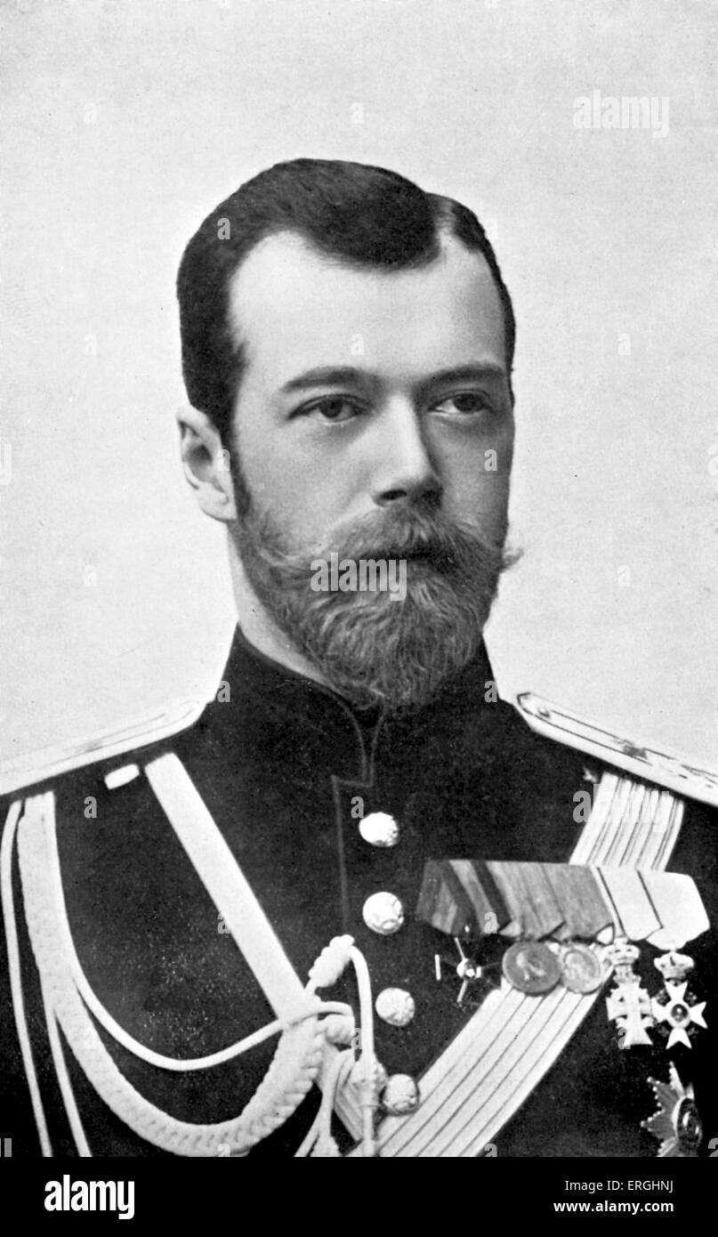 Nicholas II of Russia (Nikolay Alexandrovich Romanov) - portrait. 18 May 1868 – 17 July 1918.  Last Emperor of Russia. Stock Photo