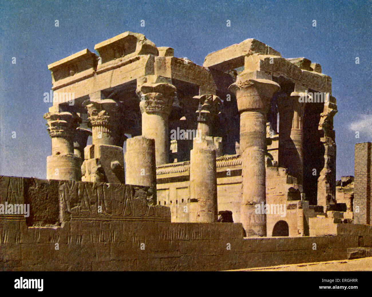 Temple of Kom Ombo, Egypt. Photograph from book of 1923. Stock Photo