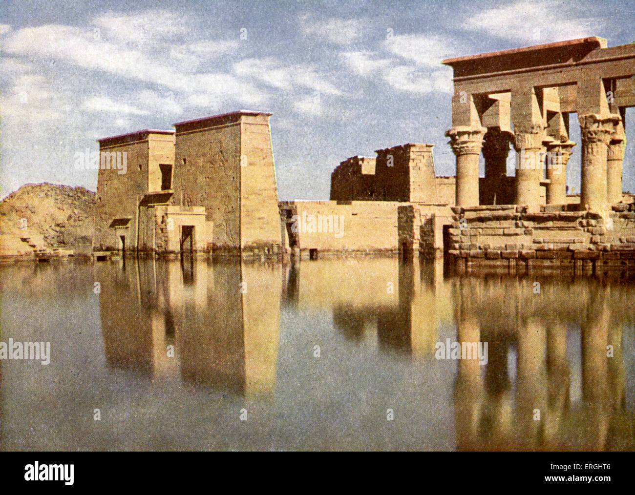 'Ruins of Temple of Philae, Egypt. Photograph from book of 1923. Stock Photo