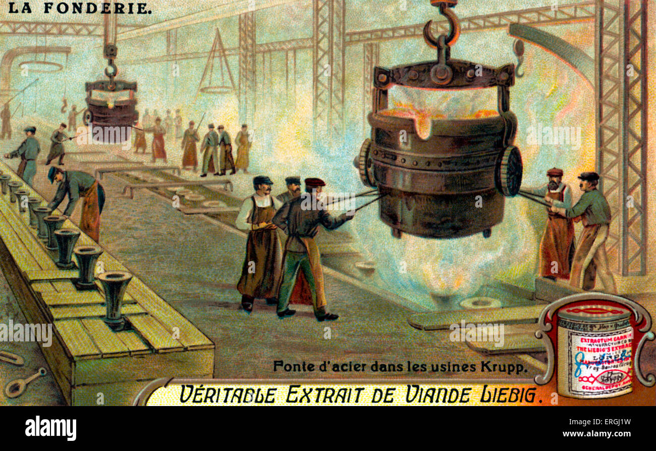 Metal casting Cast steel in Krupp factory (French 'Fonte d'acier dans