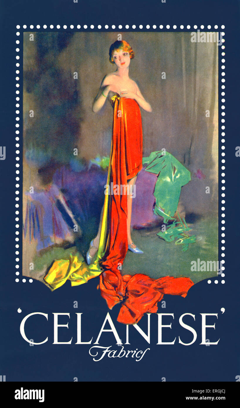 Celanese Fabrics fashion advertisement, 1930. Stock Photo