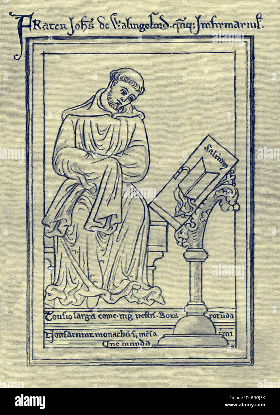 John of Wallingford, Monk of St Albans Abbey, Hertfordshire, England and chronicler. Lived 1231 - 1258. From drawing attributed to Matthew Paris. Stock Photo