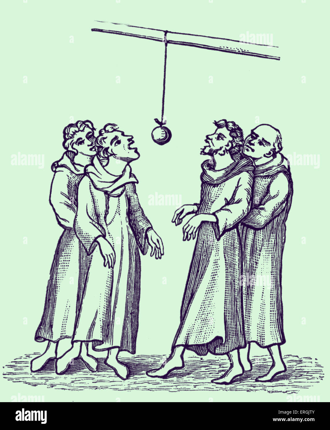 Apple bobbing ('BobApple'), early 14th century Stock Photo Alamy