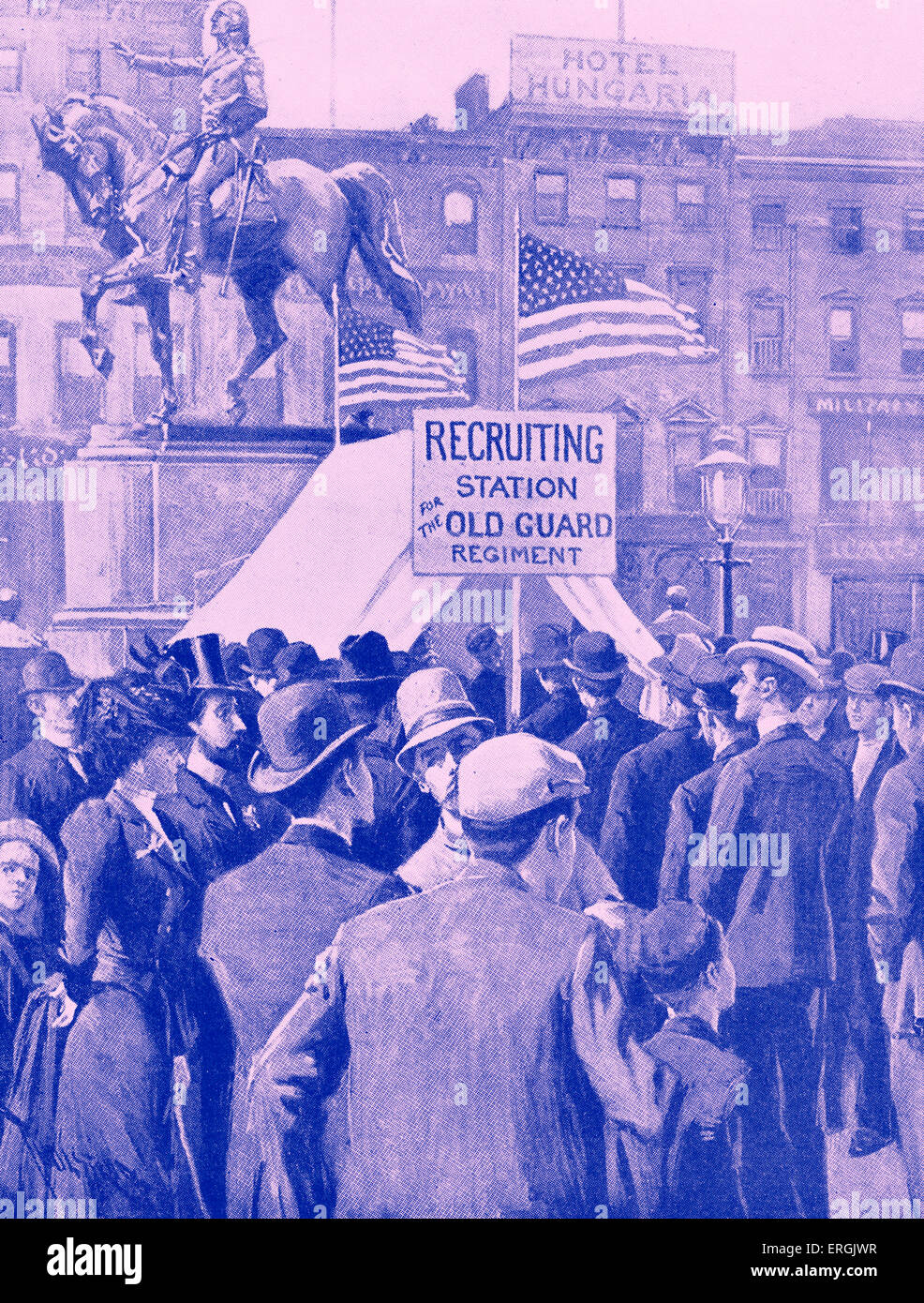 Recruiting for the Spanish-American War in Union Square, New York. Stock Photo
