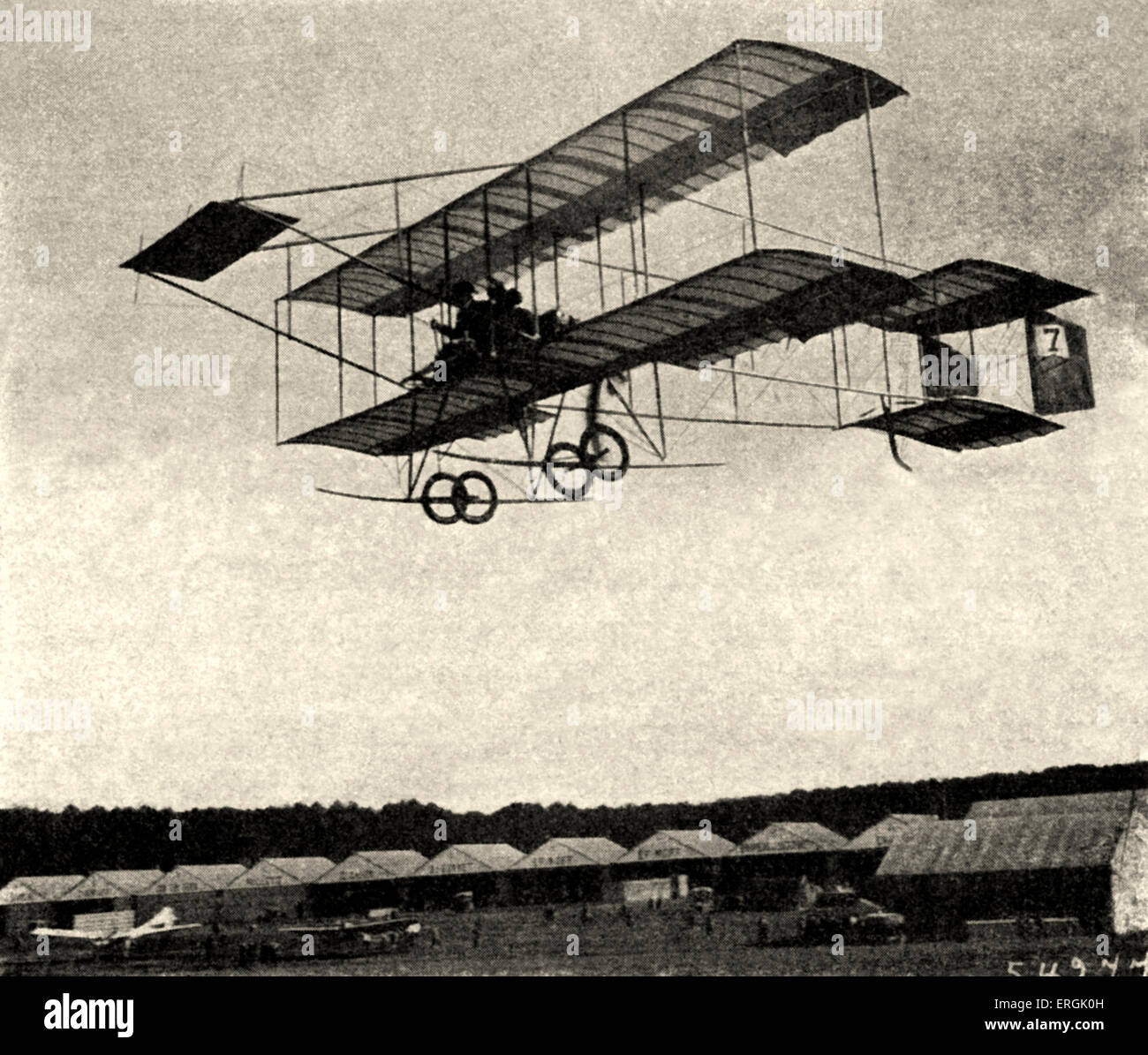 Biplane, early 20th century. Stock Photo