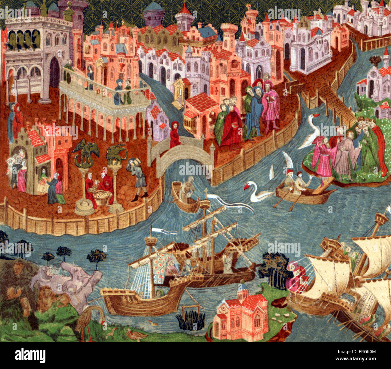 Venice in 1338 (Italy). Stock Photo