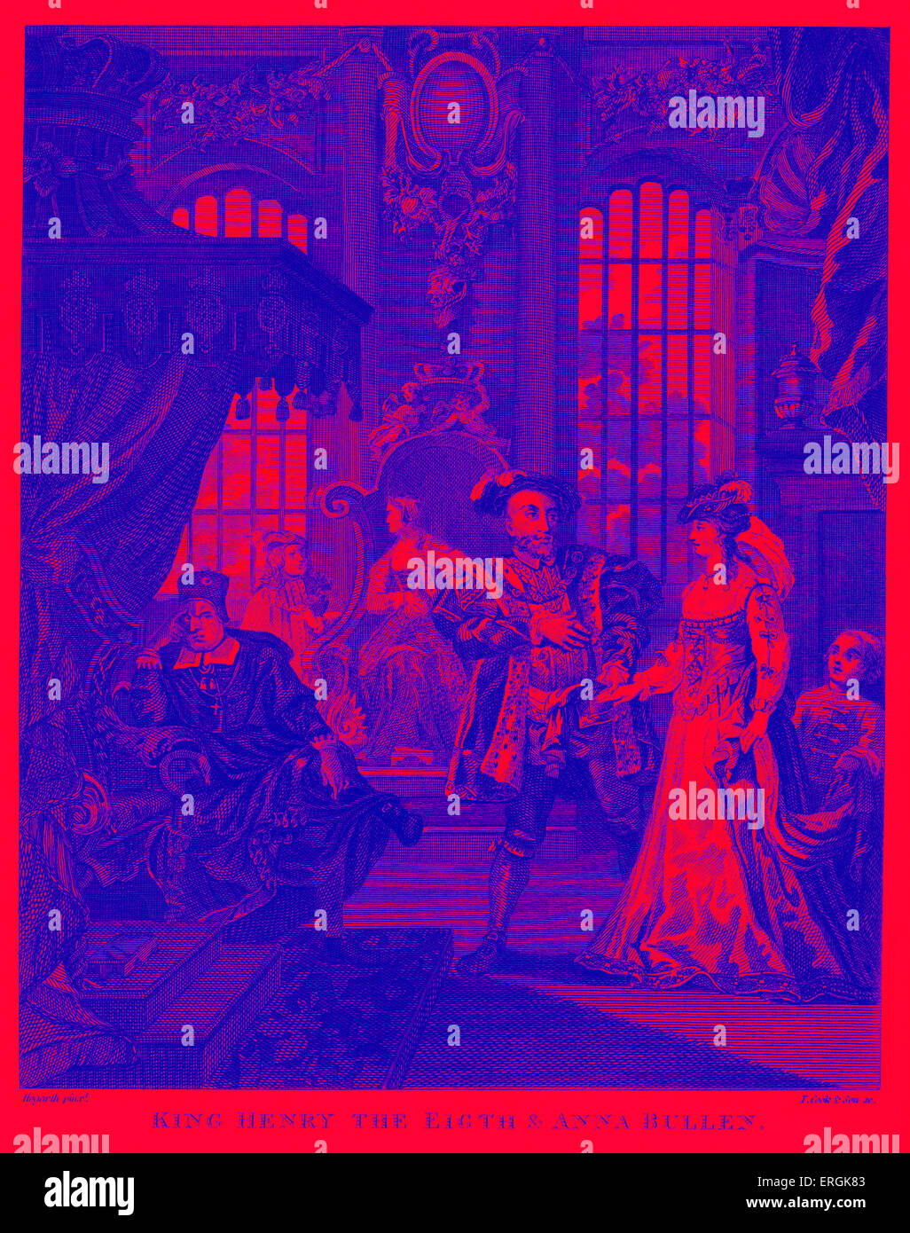King Henry VIII and Anne Boleyn by William Hogarth. Engraved by T. Cook ...