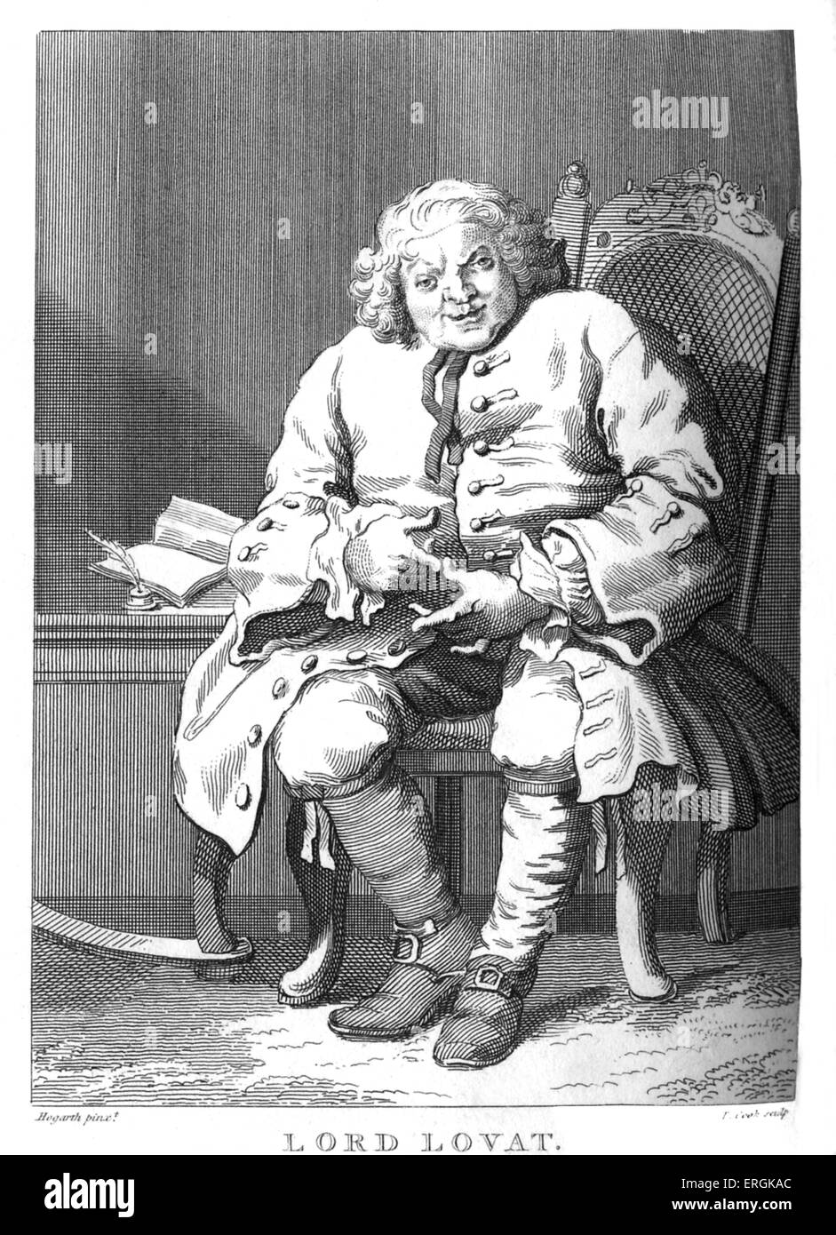 Lord Lovat by William Hogarth, 1745. Simon Lord Lovat (1667-1747) participated in the Jacobite revolt, and was the last prisoner beheaded in the Tower of London. Engraved by Thomas Cook Stock Photo