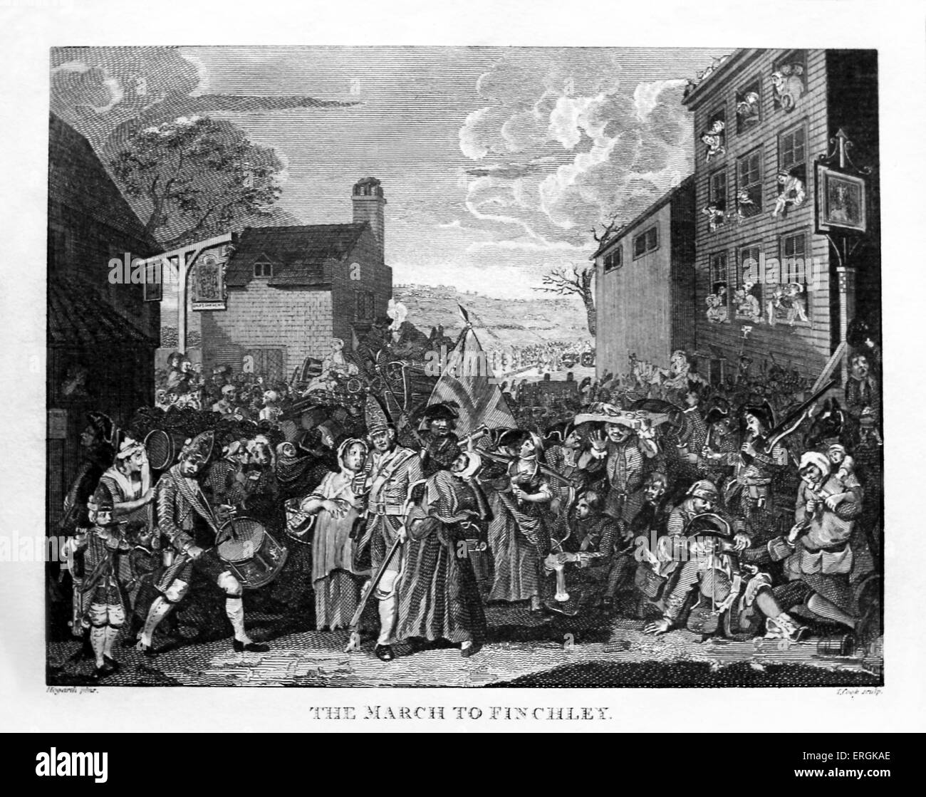 The March to Finchley by William Hogarth, 1750. Engraved by Thomas Cook Stock Photo