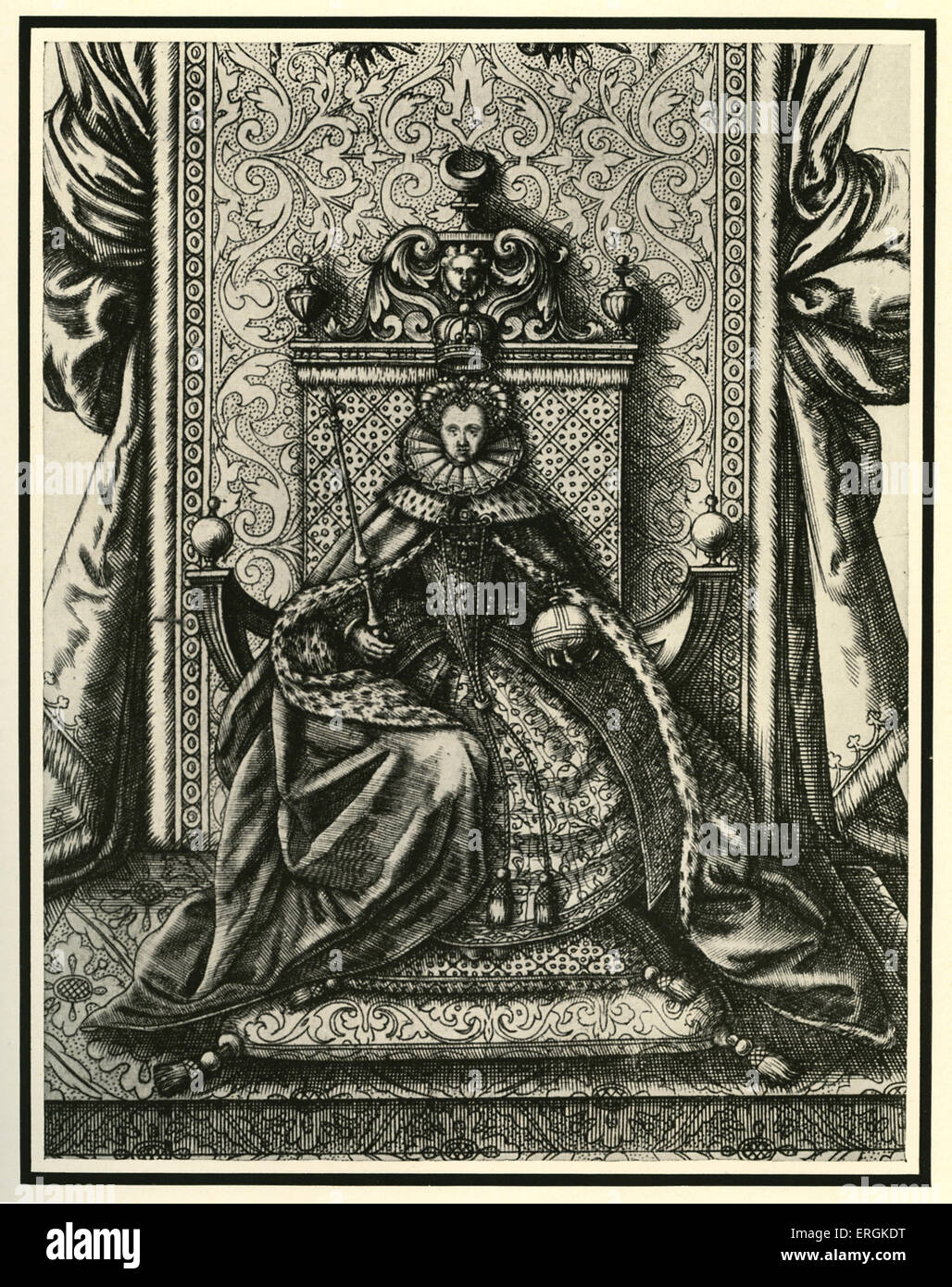 Queen Elizabeth I (1533-1603) seated in Parliament. Prior to Cromwell it was still traditional for Parliament to regularly