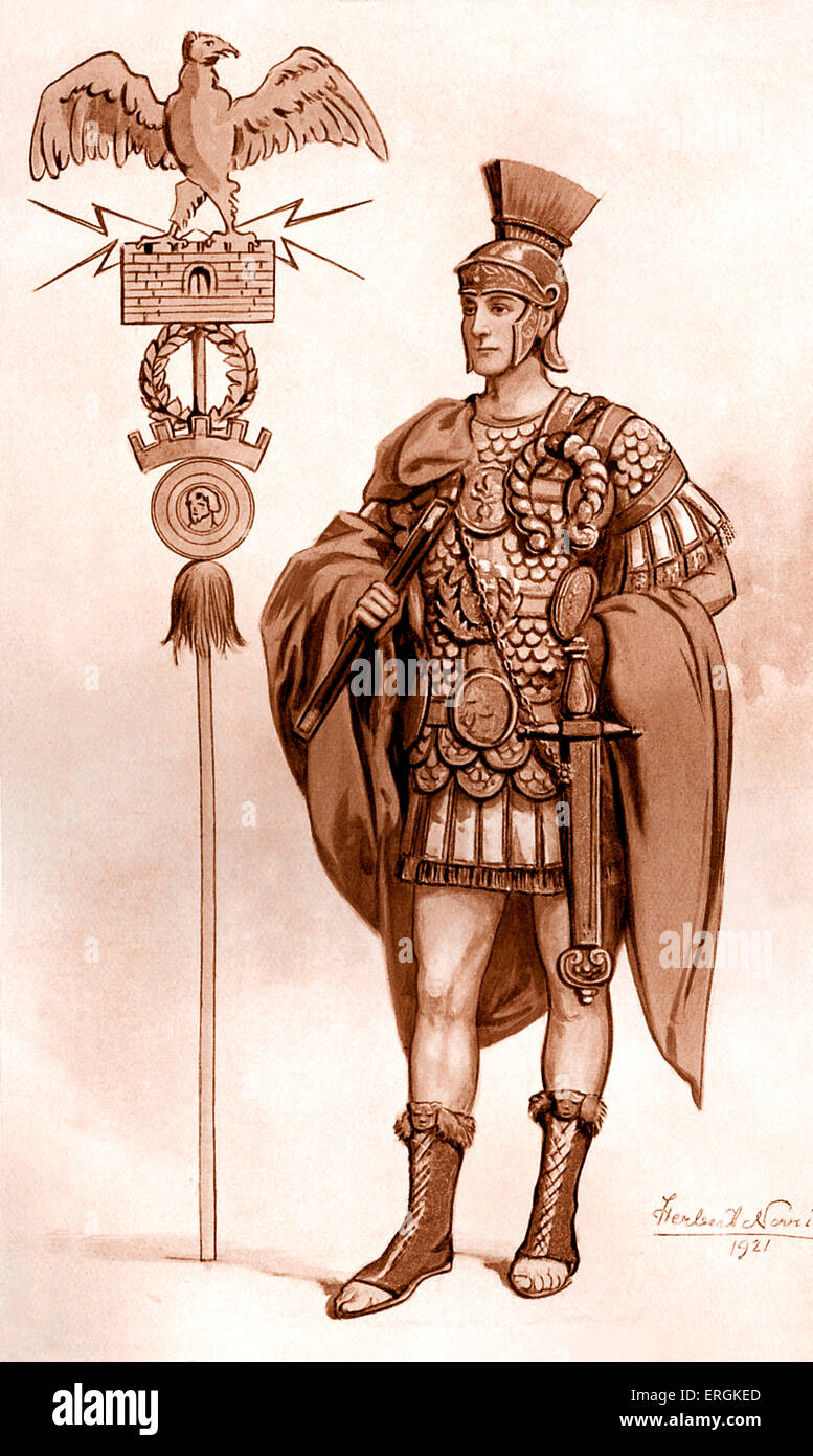 Roman general shown wearing a cuirass.   Herbert Norris artist  died 1950 - may require copyright clearance Stock Photo