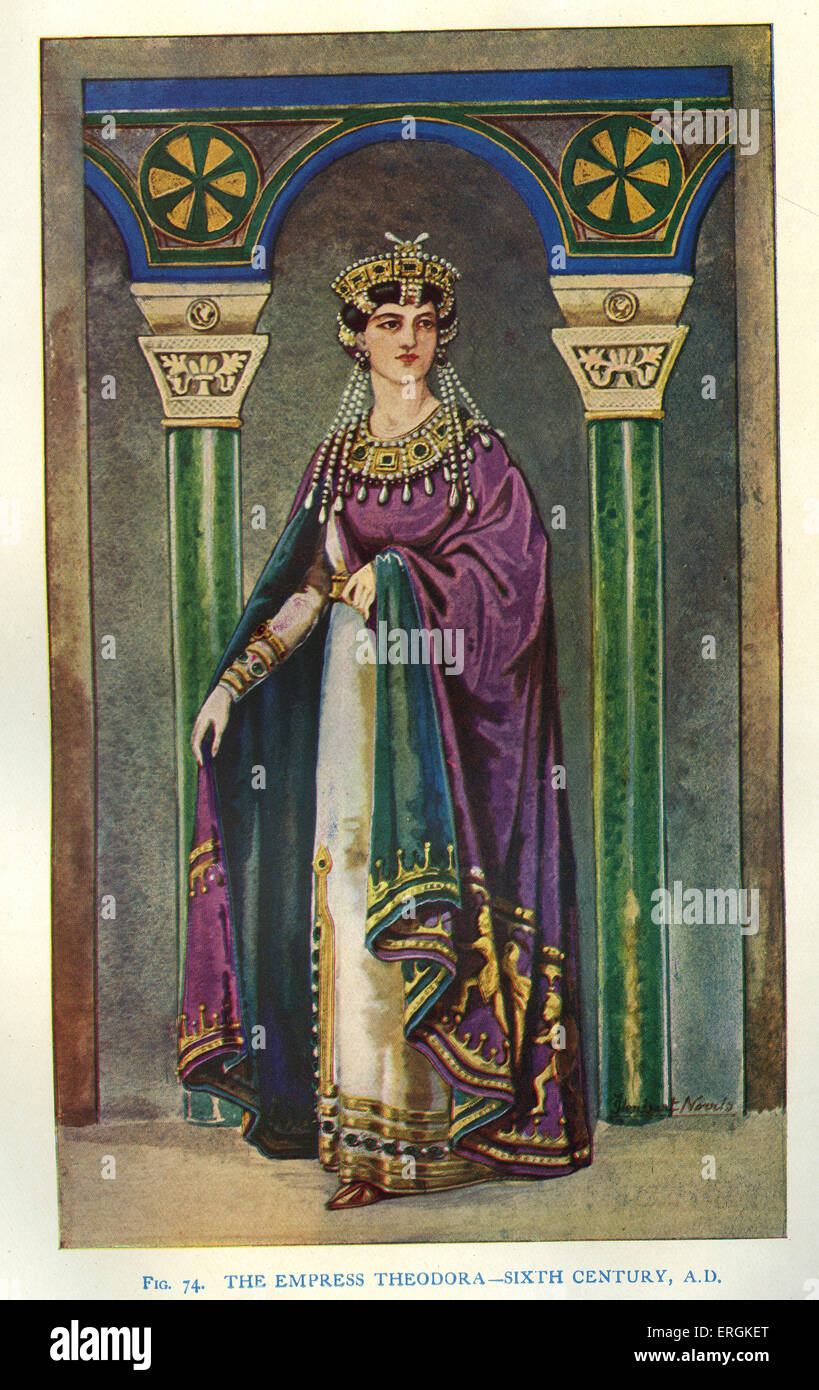 Empress Theodora c. 500 –  548, wife of Byzantine Emperor Justinian I c. 482 - 565. Leader of the Eastern Roman Empire Stock Photo