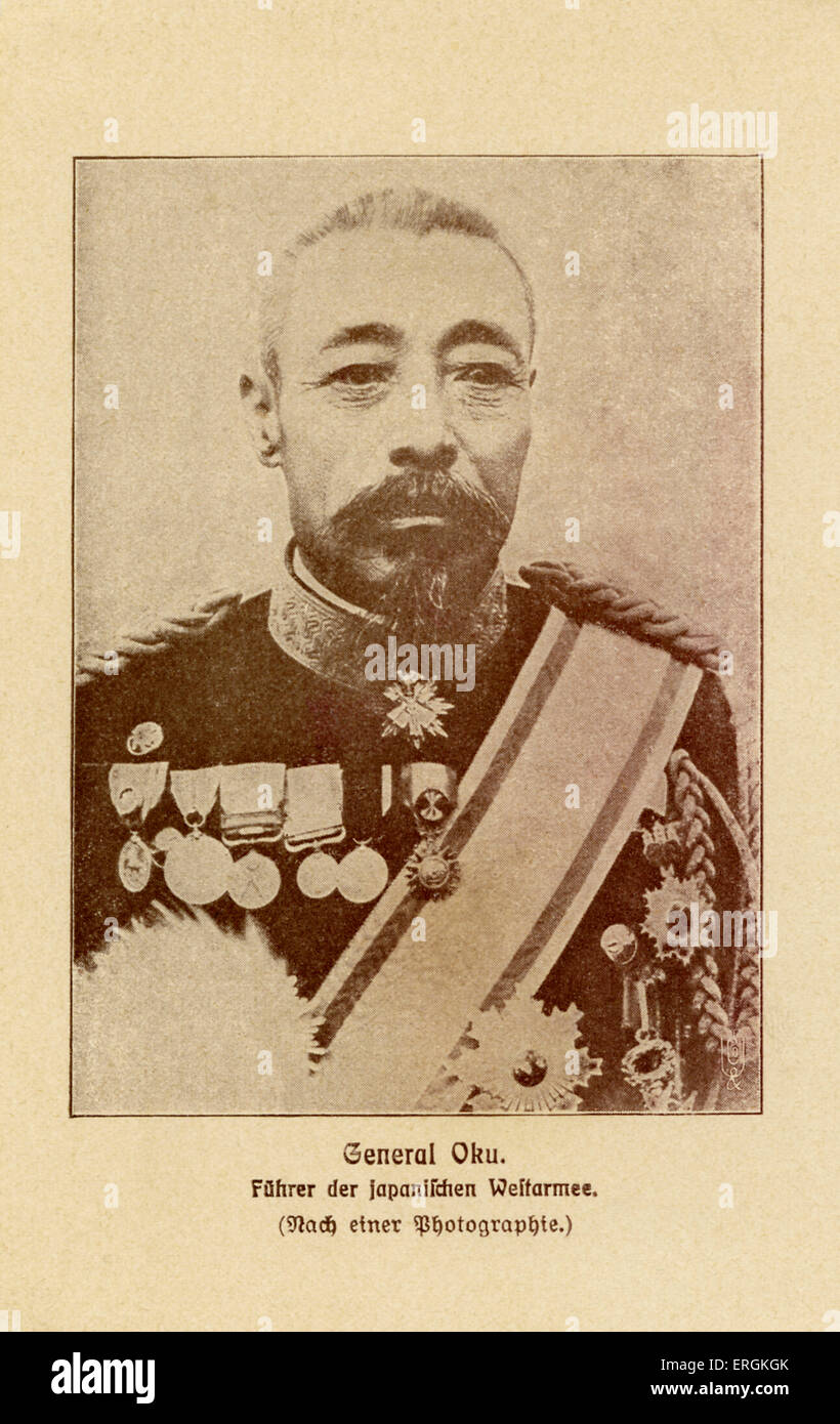 General Oku Yasukata (1847-1930) of Japan. Caption reads 'Fuhrer der japaniichen Weitarmee' (leader of the Japanese Army). Oku Stock Photo