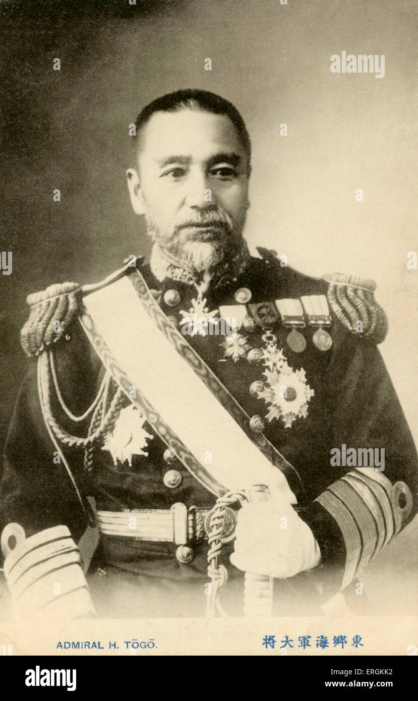 Admiral Togo Heihachiro (1848-1934) was a Japanese Navy Admiral and Commander-in-Chief of the Japanese fleet during the Stock Photo