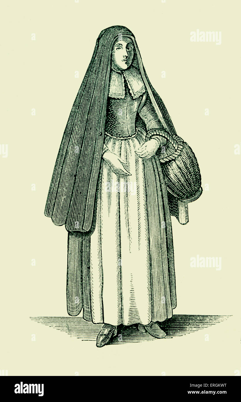 Servant- maid of Cologne in 17th century Germany. Illustration after Václav/ Wenceslas/ Wenzel Hollar (1607 – 25 March 1677). Stock Photo