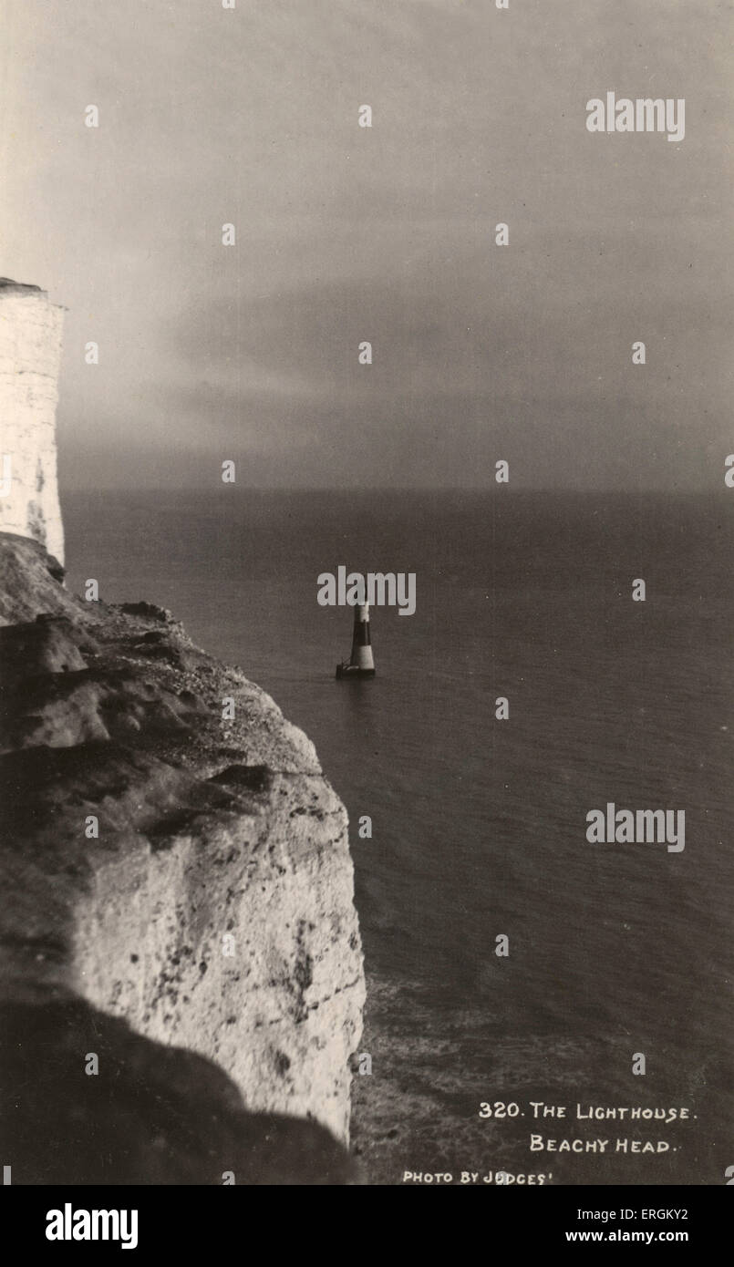 Lighthouse at Beachy Head, Sussex. The Beachy Head cliffs are the