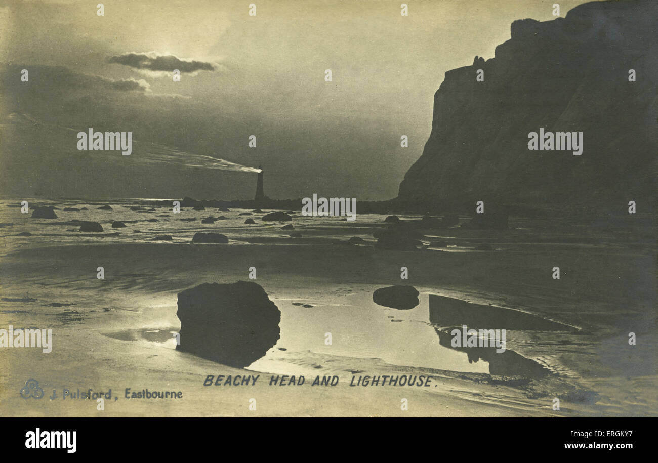 Lighthouse at Beachy Head, Sussex. The Beachy Head cliffs are the