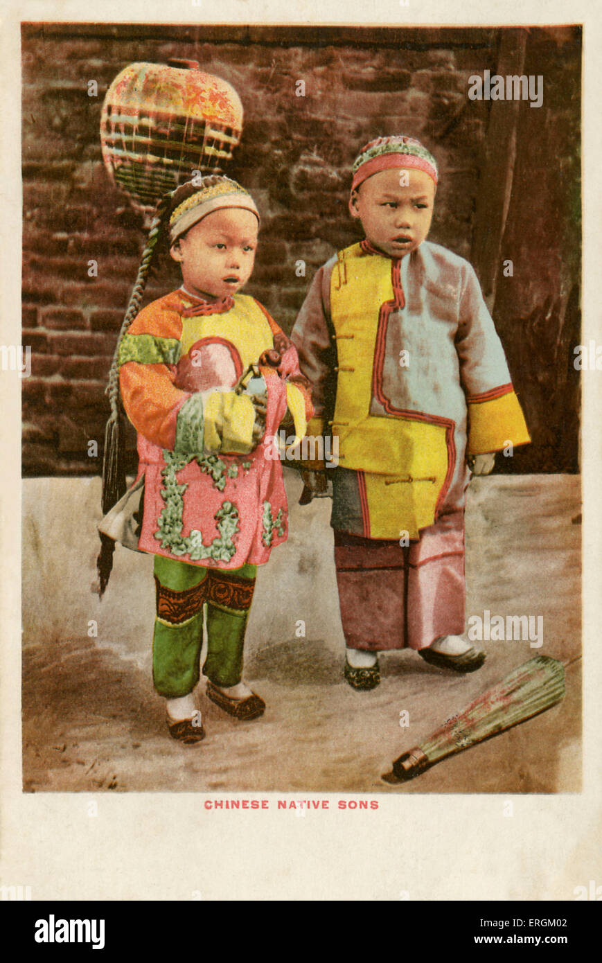 Two Chinese-American children, San Francisco, early twentieth century. San Francisco's Chinatown is the largest in America. Stock Photo