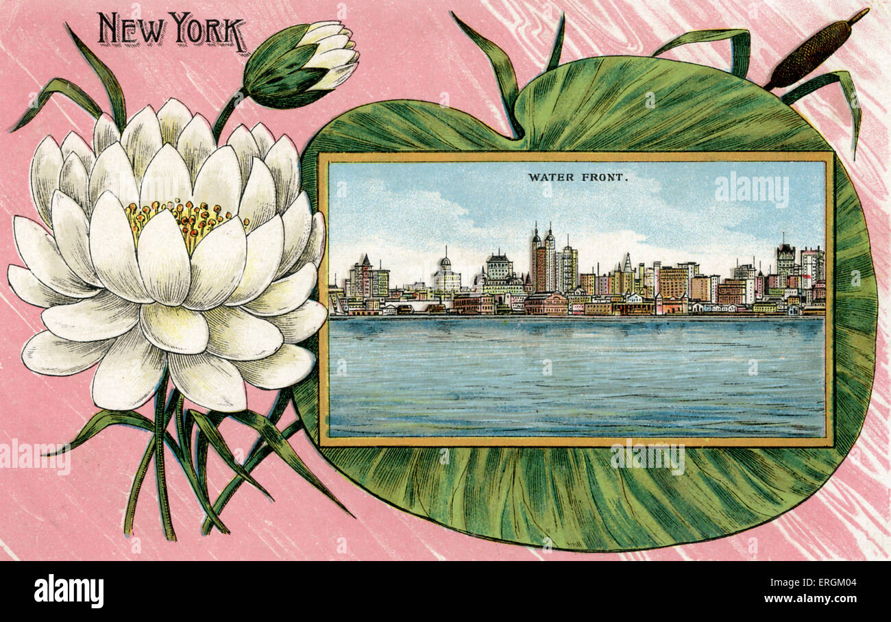 New York Skyline, early twentieth century, prior to the construction of the Empire State Building in 1929. Water front. Stock Photo