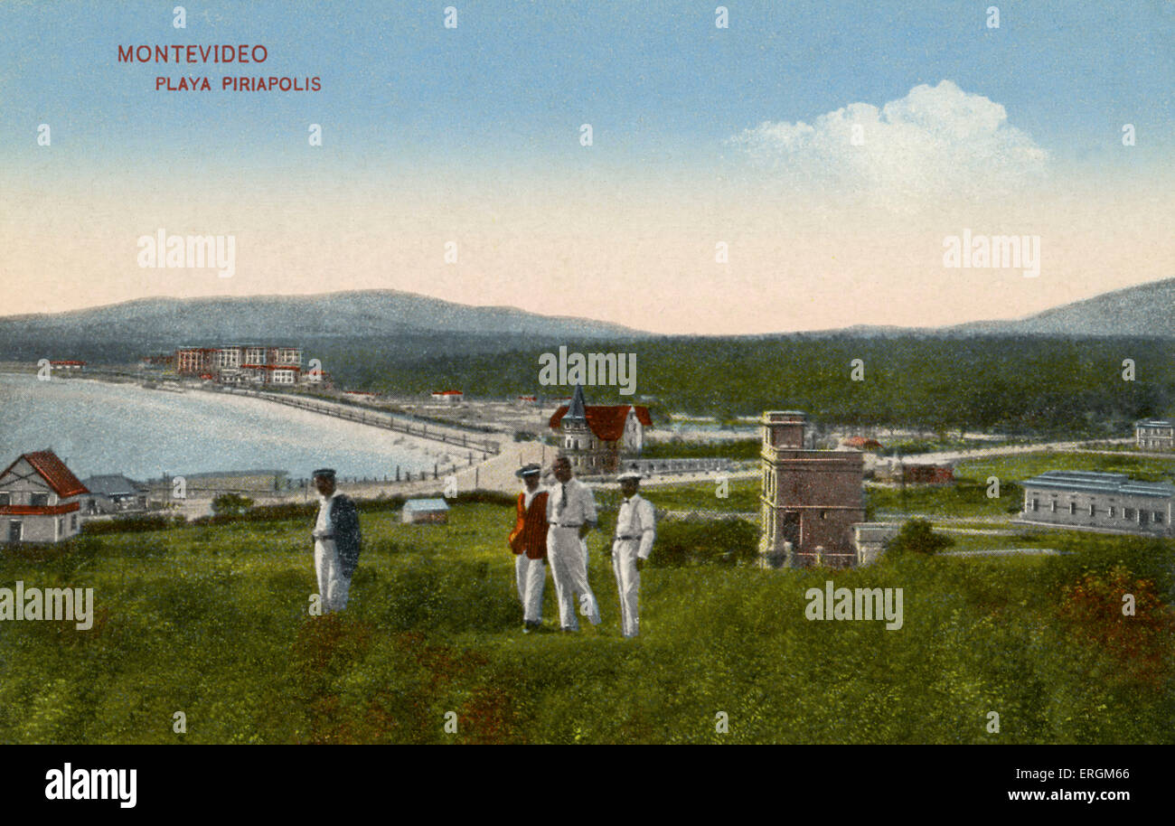 La Rocha coastline, Uruguay.   Early 20th century postcard. Stock Photo