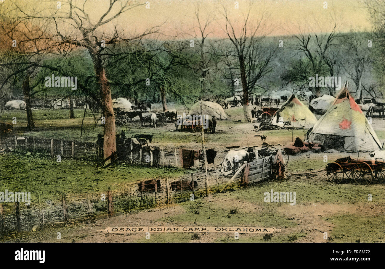 Osage Indian Camp, Oklahoma. The Osage Americans currently reside in