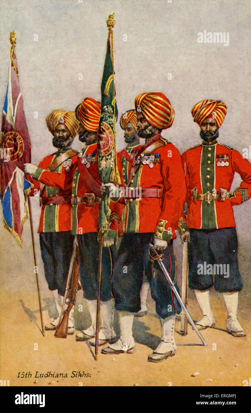Regiment of the 15th Ludhiana Sikhs. Illustration from the 'Our Indian Armies' series, early 20th century. After the Second Stock Photo