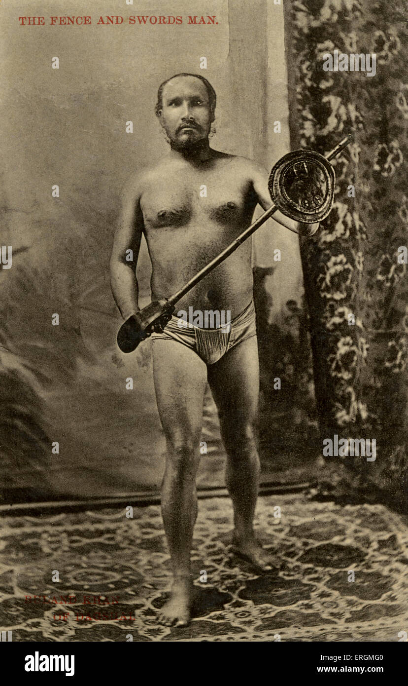 Ceremonial Sikh warrior. Photograph from early 20th century. Stock Photo
