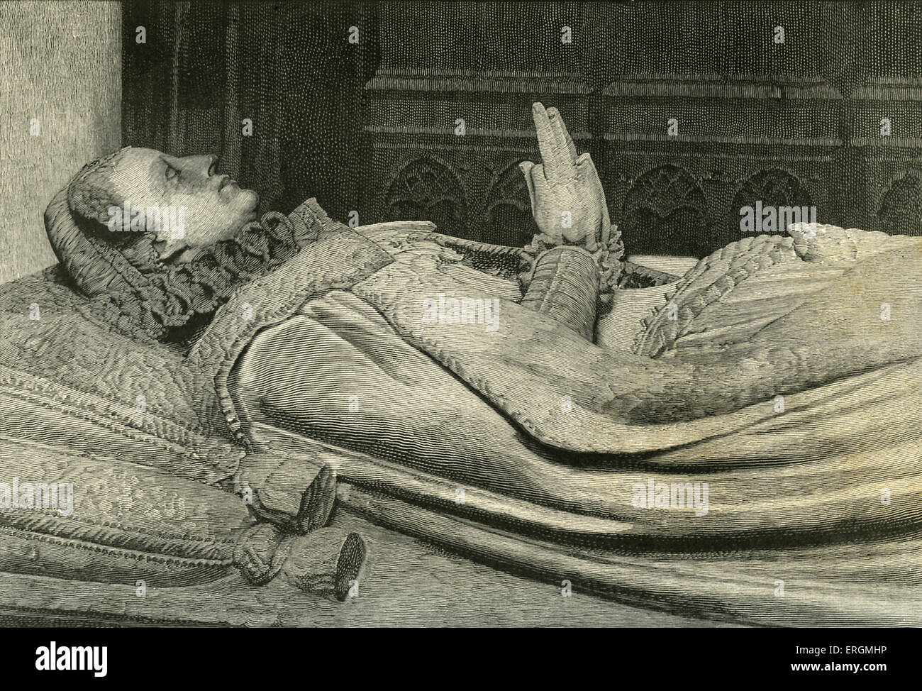 Effigy of Mary Queen of Scots (1542- 1587) on her tomb. Queen regnant of Scotland (1542 - 1567)  and queen consort of France Stock Photo
