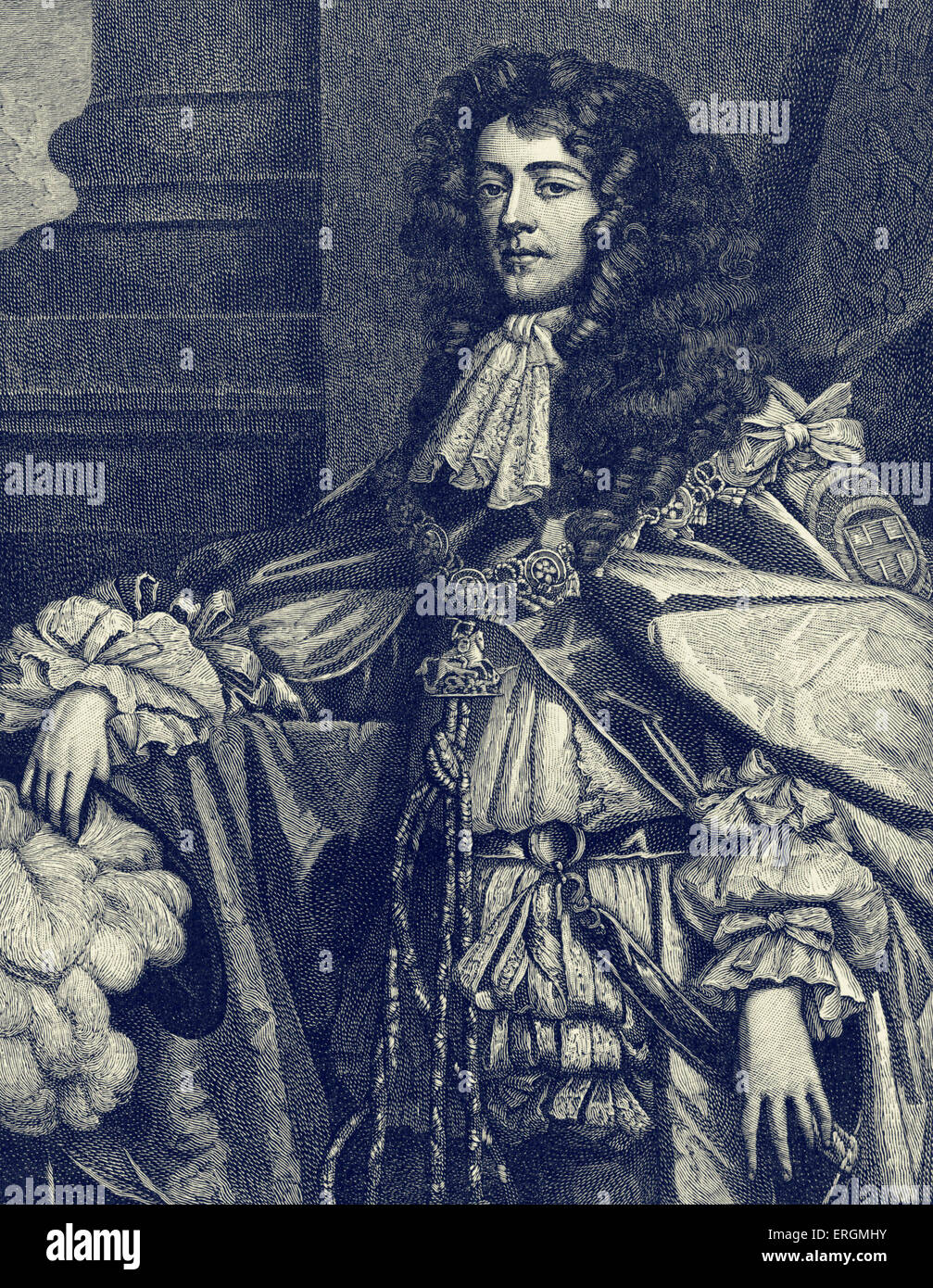 James 1st Duke of Monmouth (1649-1685). James was the illegitimate son of Charles II, fought for the British in the Third Stock Photo