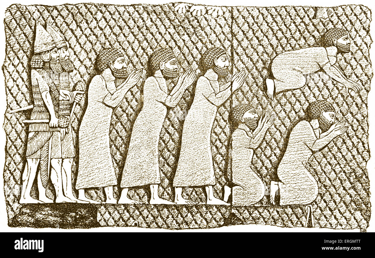 Jewish captives in Nineveh, Assyria. When Tiglath-Pileser III (ruled B.C. 745-727) invaded Samaria and Israel in 732, many Stock Photo