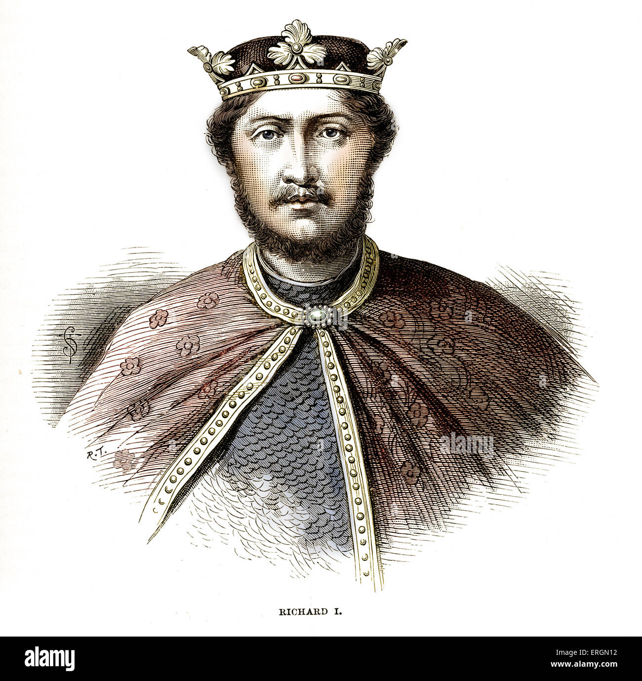 Richard I of England, ruled from  6 July 1189. Christian commander during the Third Crusade. 8 September 1157 – 6 April 1199. Stock Photo