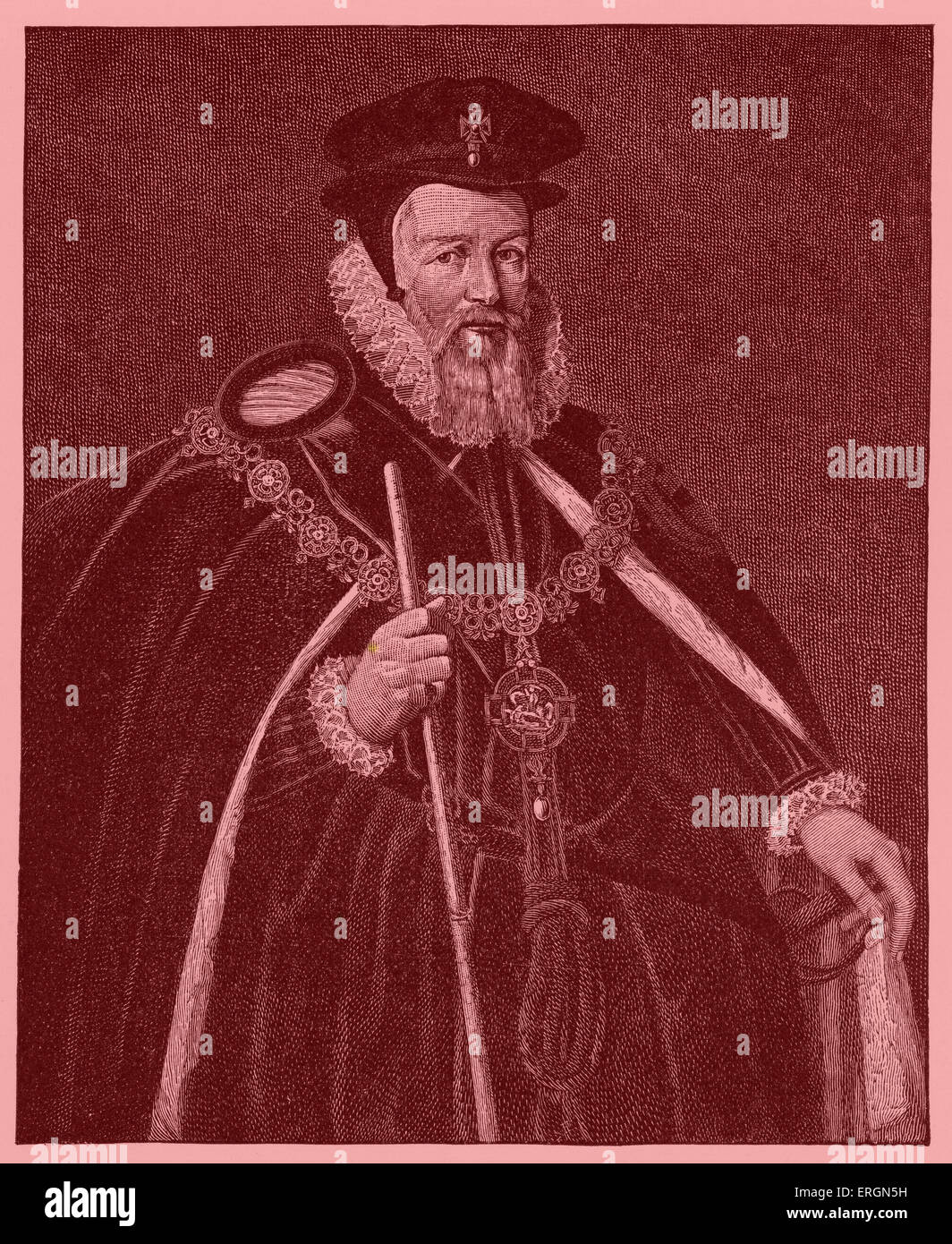 William Cecil, Lord Burleigh (1520-1598) (Burghley) was advisor to Queen Elizabeth I and founder of the Cecil Dynasty, ancestor Stock Photo