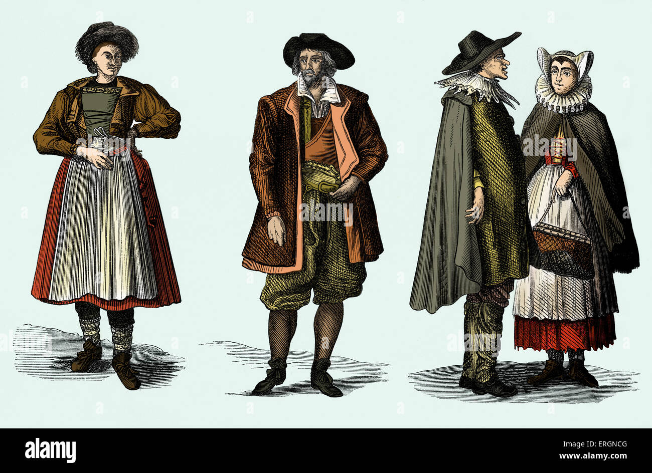 Example of Jewish dress  in early 18th century Frankfurt, Germany. Stock Photo