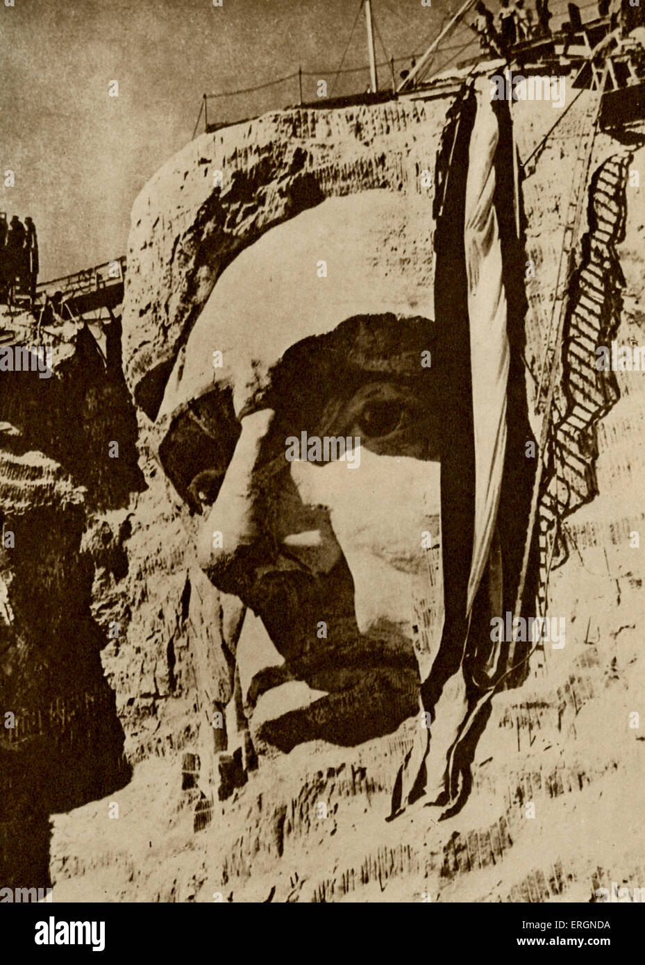 Abraham Lincoln - 12th February 1809 – 15th April 1865. Carved out of granite in Mount Rushmore, South Dakota, USA. After Stock Photo