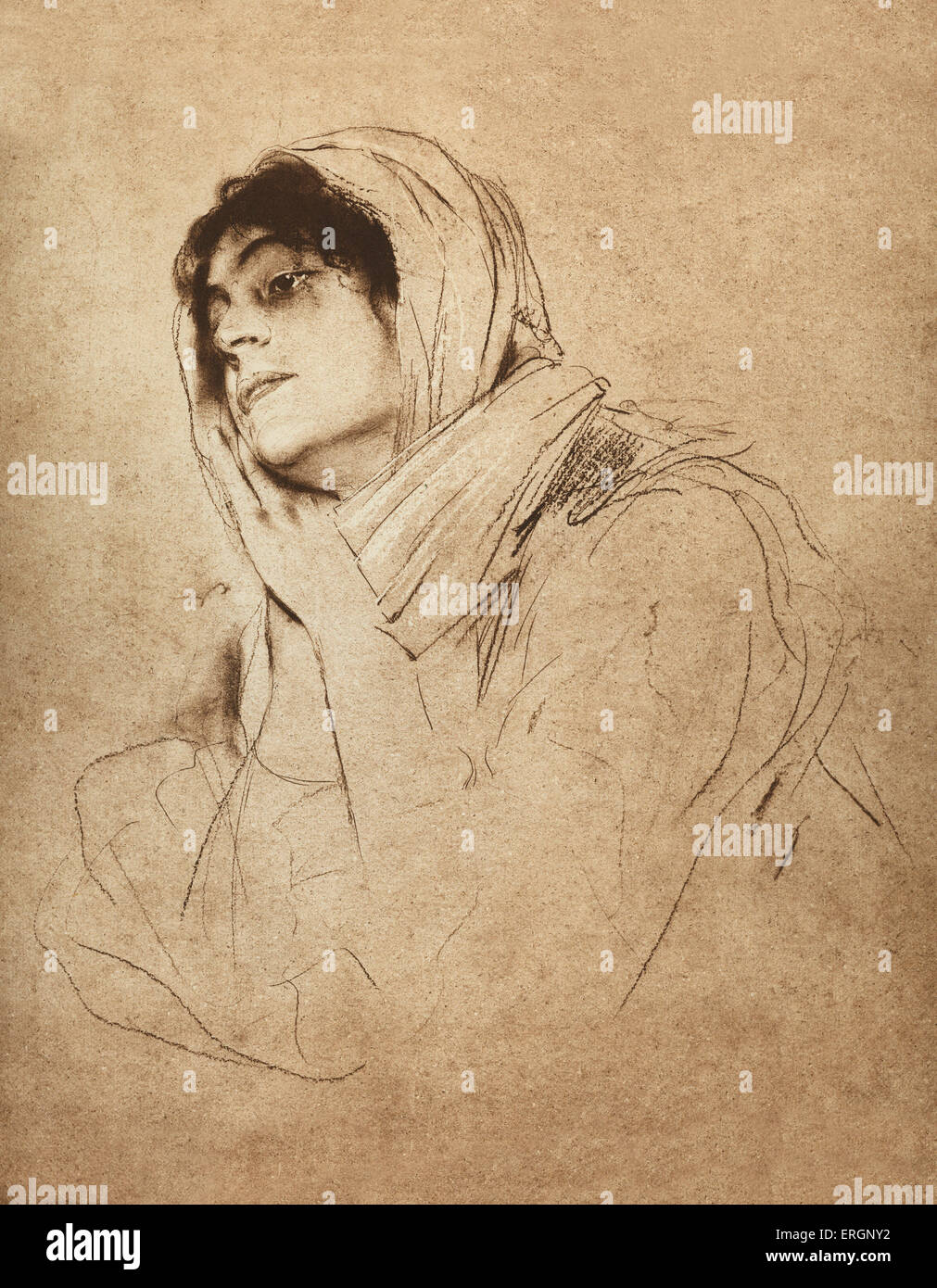 Eleonora Duse, portrait by Franz Lenbach. Italian actress, 1858–1924