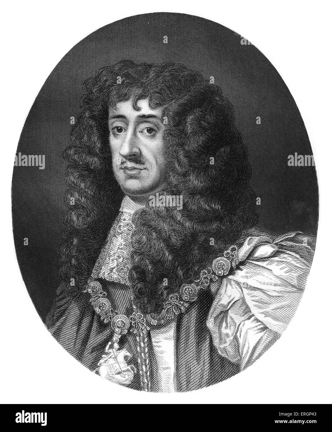 Charles II, portrait. Monarch of the three kingdoms of England, Scotland, and Ireland from 1660-1685. 29 May 1630 – 6 February Stock Photo