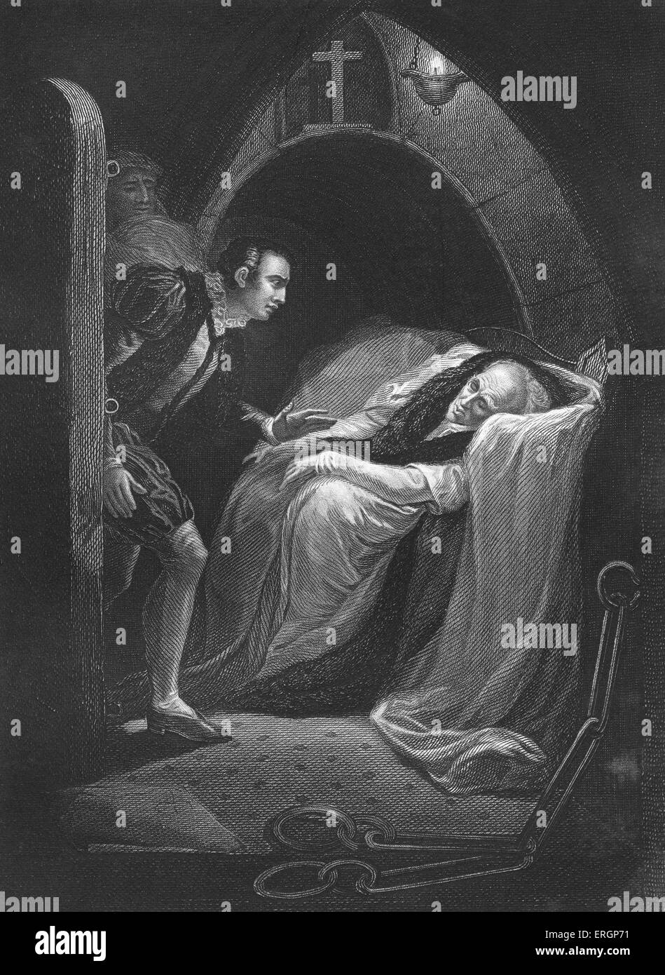 Death of Edmund Mortimer, 5th Earl of March. Mortimer died of plague at Trim Castle, Ireland, in  1425, the heir to his estates Stock Photo