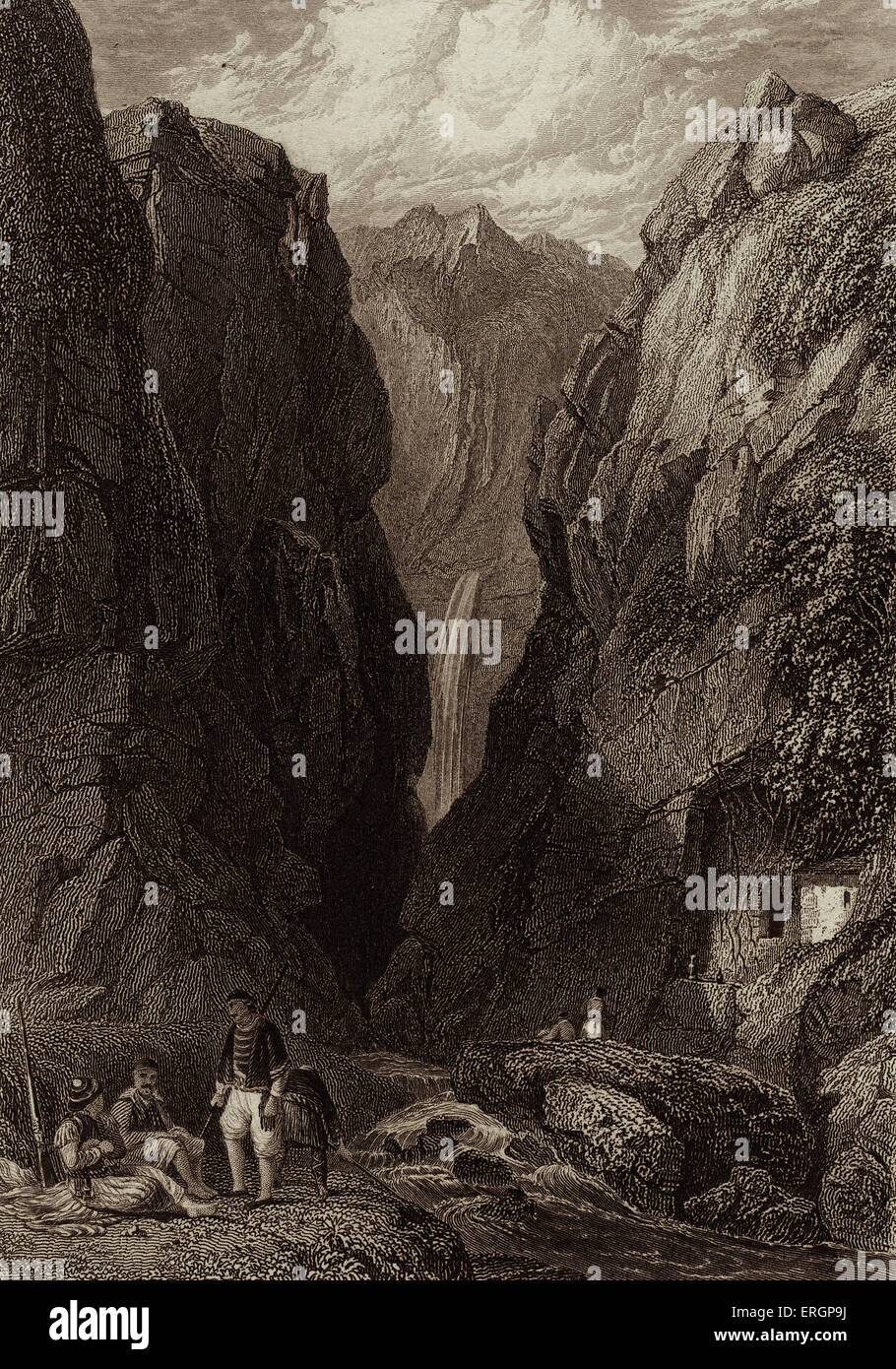 Castalian spring, ravine between the Phaedriades at Delphi, Greece ...