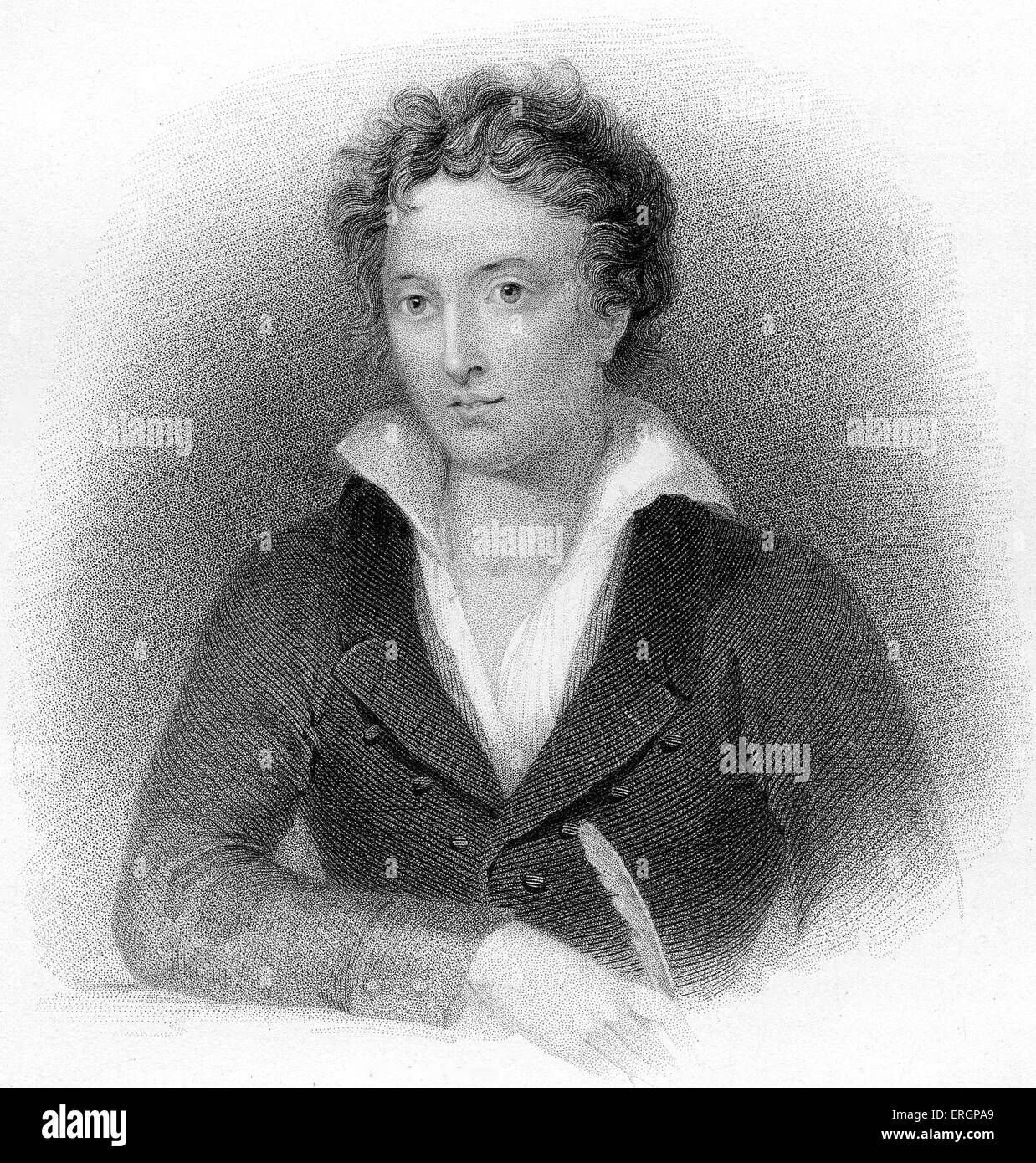 Percy Bysshe Shelley. English Romantic poet. 4 August 1792 – 8 July 1822. Engraved by William Finden 1787 – 20 September 1852 Stock Photo