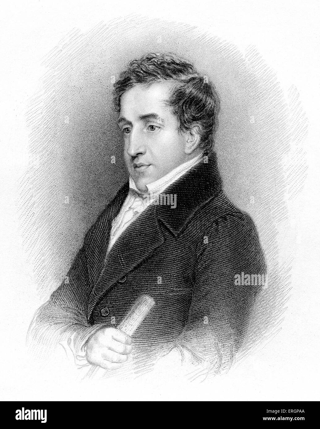 John Cam Hobhouse. British politician and memoirist. 27 June 1786 – 3 June 1869. Engraving by J. Hopwood after drawing by A. Stock Photo