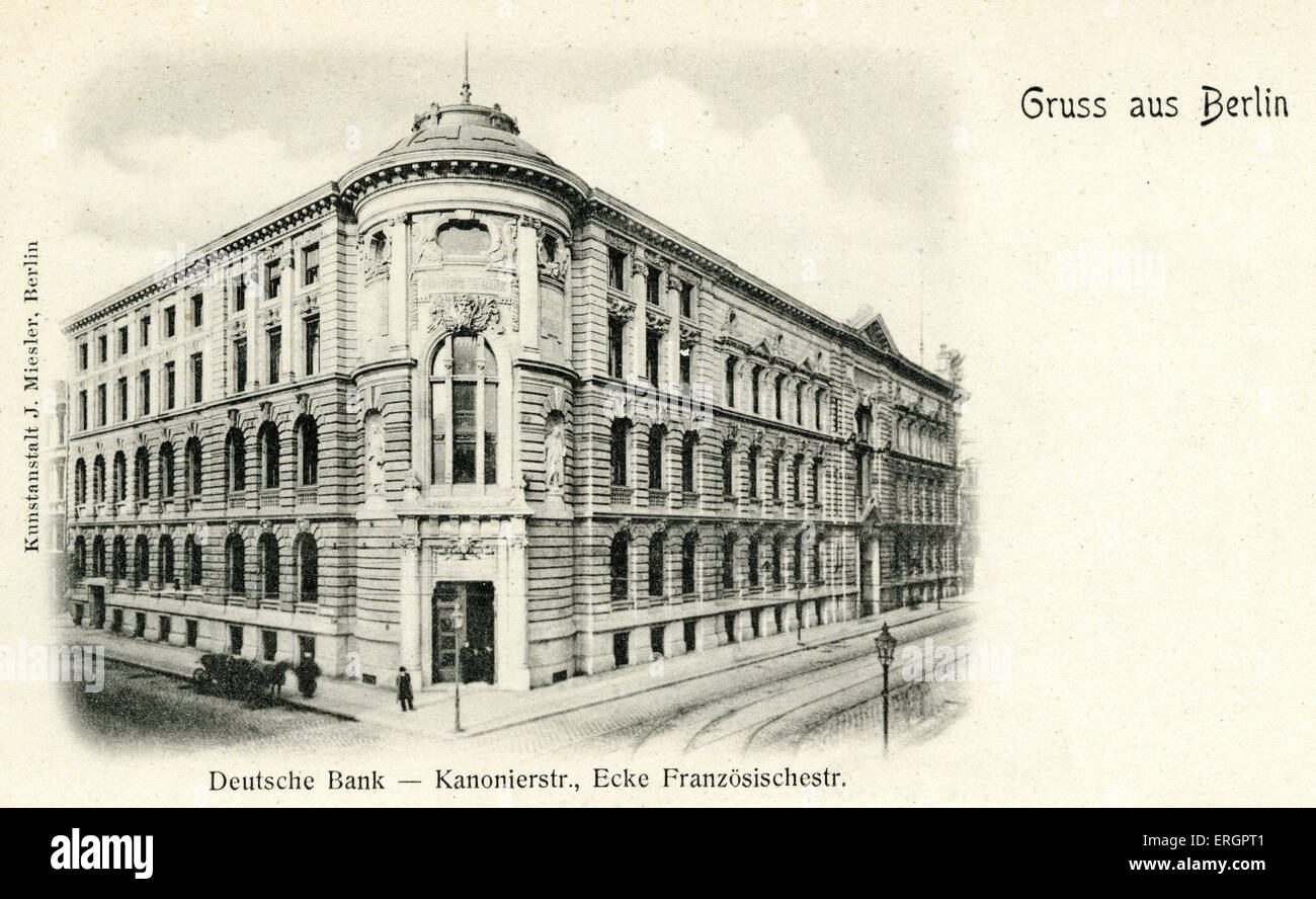 Deutsche Bank, Berlin, Germany. Street view from the corner at Französische straße. Early 20th century. Stock Photo