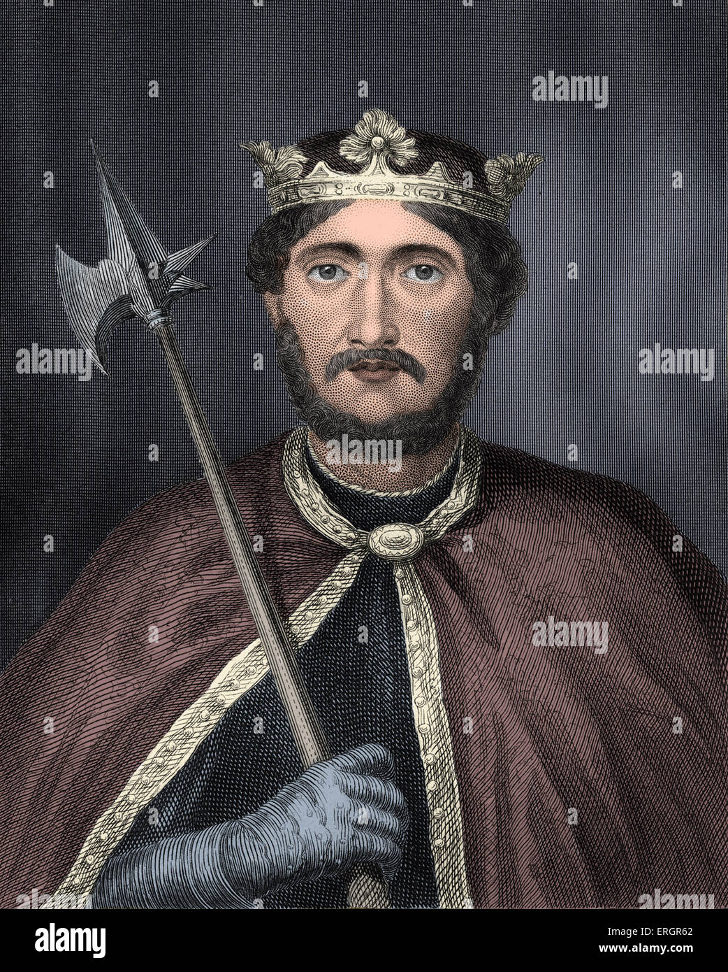 Richard I or Richard the Lionheart, portrait. King of England  from 1189 until his death. 8 September 1157 – 6 April 1199. Stock Photo