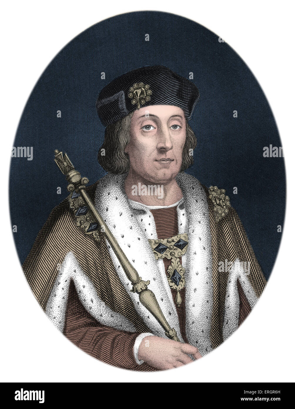Henry VII, portrait. The first monarch of the House of Tudor, King of England and Lord of Ireland from August 1485 until his Stock Photo