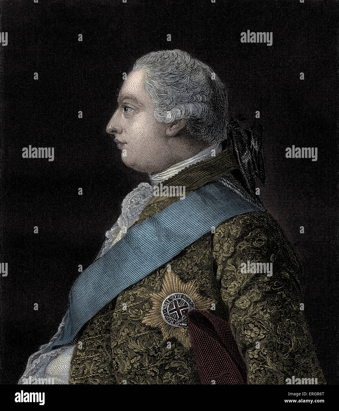 King George III, portrait. King of the United Kingdom of Great Britain and Ireland from 25 October 1760 until his death. Stock Photo