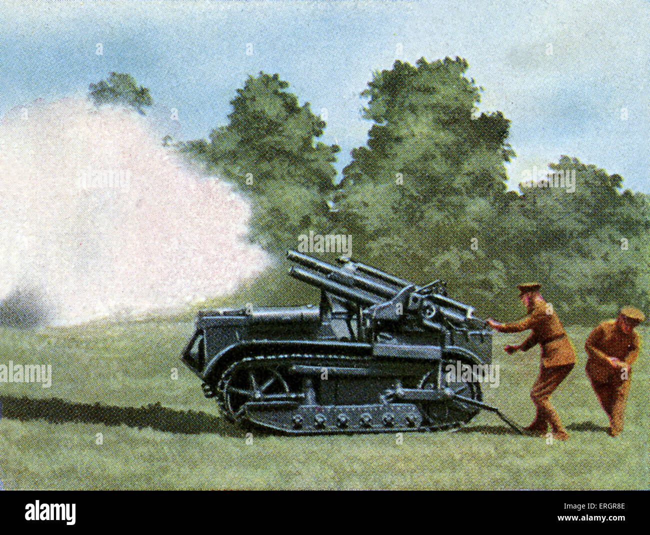 American tank gun with self-propelled caterpillar lafette. Calibre 7.5 centimetre. Spractice shoot with soldiers   (Source: Stock Photo