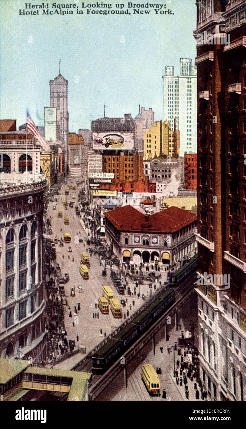 Herald Square and Broadway, New York City, USA in the 1920's - Hotel McAlpin in foreground. Stock Photo