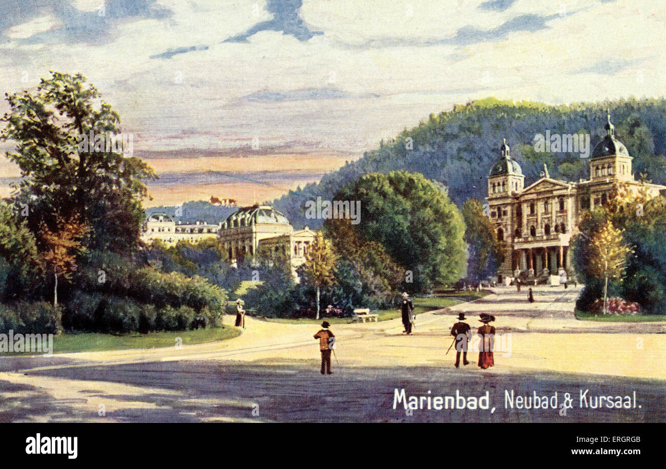 Marienbad, view of park. Pre- World War II. Mahler's time Stock Photo