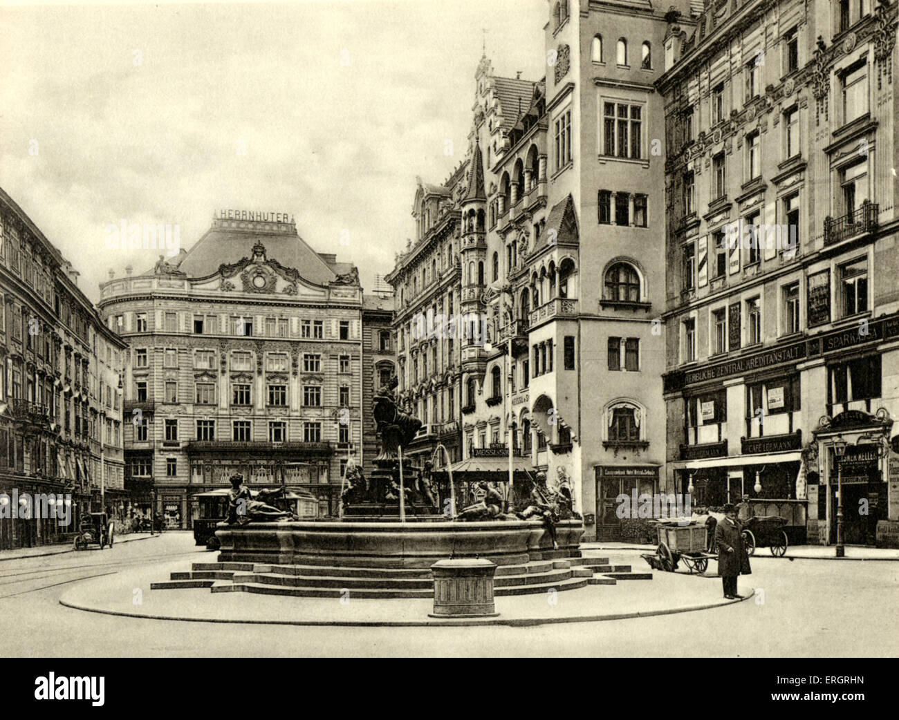 The New Market (Neuer Markt) in Vienna, at the turn of the century. Street scene. Stock Photo